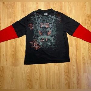 Red and black long sleeve MMA elite size large.